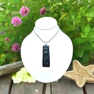 Minimalist festival fashion  black art glass pendant necklace  One of a kind